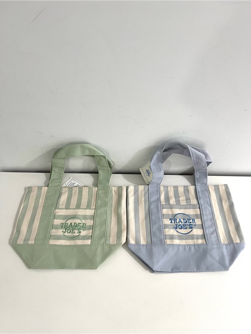 Trader Joe’s Striped Canvas Mini Tote Bag NWT set of 2